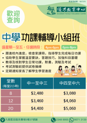 中學功課輔導小組班